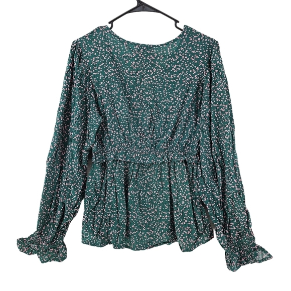 Andrée By Unit Women's V-Neck Ditsy Floral Peplum Hem Blouse Top - L - Picture 4 of 5